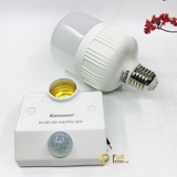 Combo đui đèn cảm ứng chuyển động và đèn LED BULB trụ thân nhựa Kawasan SS68-T100-30W