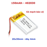 Pin sạc Lithium 150mAh cỡ 322030 3.7V có mạch bảo vệ sạc