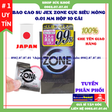 Bao cao su siêu mỏng truyền nhiệt Jex Zone 0.01 mm hộp 10 cái, bao cao su cao cấp của Nhật Bản, bán sỉ bao cao su Jex, phân phối bao cao su