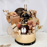 Set Quà Tết Lẵng Giỏ Da Nâu MS32