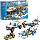Lắp ráp Lego uban Xe chở cano cảnh sát tuần tra 409 miếng ghép - Bela 10421