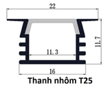 Thanh nhôm cho đèn led T25