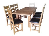 Bộ bàn ăn kéo giãn gỗ sồi + 8 ghế 2 nan mặt nệm