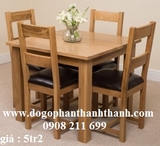 Bộ bàn ăn gỗ sồi 1 bàn kích thước 90x90cm, 4 ghế nệm