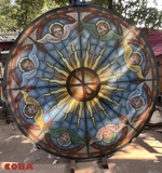 Cửa sổ hoa hồng Coba artglass phong cách Stainedglass (Church window, stained glass, glass window, stained glass window - Vinhcoba Virgin Mary Rose round window art glass)