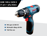Máy khoan động lực dùng pin GSB 120-LI (1 pin + sạc 2 chấu + phụ kiện )