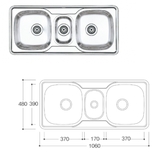 Chậu ba hố DS 1060