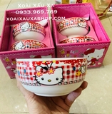 Bộ 2 chén + 2 muỗng sứ Hello kitty