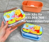 HỘP CƠM NHỰA POOH - ĐORAEMON ( kèm muỗng và vách chia )