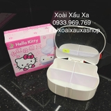 Hộp nhựa Hello Kitty 4 ngăn có gương ( có thể tháo rời vách chia )