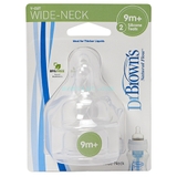 Hộp 2 núm ty Silicone Dr.Brown's cổ rộng Y Cut ăn cháo đặc 9m+
