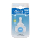 Hộp 2 núm ty silicone Dr.Brown's cổ thường Level 2 (0-3m)
