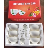 Bộ chén Sứ Trắng 06 cái 2 Muỗng 03