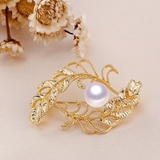 Cài áo ngọc trai đôi cành nguyệt quế LAUREL PEARL(7-8ly) - CTJ5111