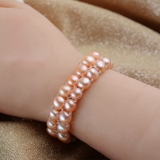 Vòng tay ngọc trai thiên nhiên Chuỗi tết đôi tròn dẹt Button Pearl(7-8ly) - CTJ1304