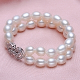 Vòng tay ngọc trai tự nhiên - Chuỗi đôi hạt xoài  HEARTKEY PEARL(7-8ly) - CTJ1804