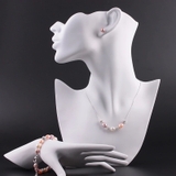 Bộ trang sức Ngọc trai nước ngọt Thiên nhiên Cao cấp 3M - Chuỗi đơn phối gốm - WENDY PEARL (8-9ly) - CTJ5508