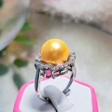 Nhẫn Ngọc trai bạc Cao cấp - Hoa 6 cánh - DIPHY RING PEARL(12ly) - CTJ1058