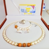 Bộ trang sức Ngọc trai Thiên nhiên Cao cấp 4M - Chuỗi đơn - PEARL AGATE - CTJ2720 + Tặng phụ kiện