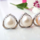 Bông khuyên tai Ngọc trai Kiểu nụ Trái tim Sang trọng thu hút - DANKO PEARL (8-9ly) - CTJ0406