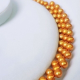 Vòng cổ Ngọc trai nước ngọt Thiên nhiên Cao cấp - Trái tim vàng son - GOLDEN PEARL (5-6ly) - CTJ0212