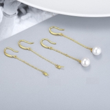 Bông tai Ngọc trai nước ngọt Thiên nhiên Cao cấp - Móc câu dáng dài - ELLY PEARL (8ly) - CTJ2110