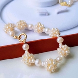 Vòng tay Ngọc trai nước ngọt Thiên nhiên Cao cấp - ChuỗI đơn kết chùm dâu - KAITY PEARL (3-8ly) - CTJ3611