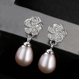 Bông tai Ngọc trai nước ngọt Thiên nhiên Cao cấp - Hoa anh đào - SAKURA PEARL (8-9ly) - CTJ4010