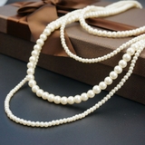 Vòng cổ Ngọc trai nước ngọt Thiên nhiên Cao cấp - ChuỗI đôI dáng dàI cổ đIển - FELIA PEARL (4-9ly) - CTJ4110