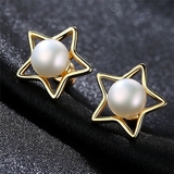 Bông tai Ngọc trai nước ngọt Thiên nhiên Cao cấp - Ngôi sao may mắn - STAR PEARL (7-8ly) - CTJ5110