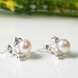 Bông khuyên tai ngọc trai Kiểu nụ Cánh sen Lotus Pearl(6ly) - CTJ6806