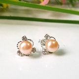 Bông khuyên tai ngọc trai Kiểu nụ Cánh sen Lotus Pearl(6ly) - CTJ6806