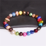 Vòng tay ngọc trai thiên nhiên Chuỗi đơn Dị hình màu Colorful Pearl(6-7ly) - CTJ3113