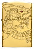 Zippo Red Eyed Dragon 360 Degree Engraving Gold Plate