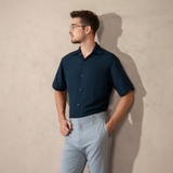 ÁO SƠ MI NAM TAY NGẮN XUẤT MỸ MÀU XANH ĐEN SM4415T3