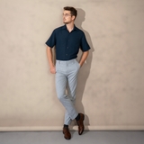 ÁO SƠ MI NAM TAY NGẮN XUẤT MỸ MÀU XANH ĐEN SM4415T3