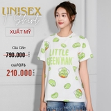 ÁO THUN NỮ UNISEX CỔ TRÒN TAY NGẮN XUẤT MỸ HỌA TIẾT CARTOON MÀU XANH LÁ