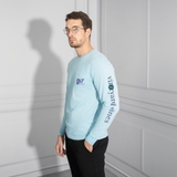 ÁO THUN NAM CỔ TRÒN TAY DÀI XUẤT MỸ MÀU XANH NHẠT AT4404T4