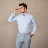 ÁO SƠ MI NAM TAY DÀI KẺ SỌC MÀU XANH NHẠT SM4417T14