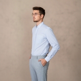 ÁO SƠ MI NAM TAY DÀI KẺ SỌC MÀU XANH NHẠT SM4417T14