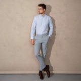 ÁO SƠ MI NAM TAY DÀI KẺ SỌC MÀU XANH NHẠT SM4417T14