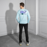 ÁO THUN NAM CỔ TRÒN TAY DÀI XUẤT MỸ MÀU XANH NHẠT AT4404T4