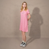 ĐẦM SUÔNG CỔ TIM XUẤT MỸ MÀU HỒNG ĐẬM DN4507D4