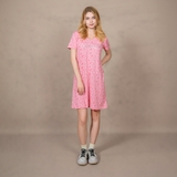 ĐẦM SUÔNG CỔ TIM XUẤT MỸ MÀU HỒNG ĐẬM DN4507D4