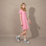 ĐẦM SUÔNG CỔ TIM XUẤT MỸ MÀU HỒNG ĐẬM DN4507D4