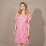 ĐẦM SUÔNG CỔ TIM XUẤT MỸ MÀU HỒNG ĐẬM DN4507D4