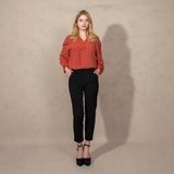 ÁO SƠ MI NỮ TAY DÀI MÀU CAM ĐẤT 4418V