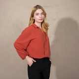 ÁO SƠ MI NỮ TAY DÀI MÀU CAM ĐẤT 4418V