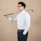 ÁO THỂ THAO NAM CỔ LỌ TAY DÀI PHỐI DÂY KÉO XUẤT HÀN MÀU TRẮNG DTN4522L1