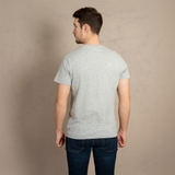 ÁO THUN NAM CỔ TRÒN TAY NGẮN XUẤT MỸ THÊU LOGO NGỰC MÀU XÁM AT4610L4